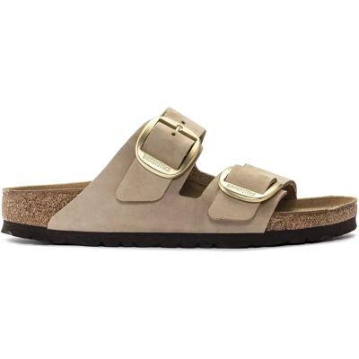 Mules femme Birkenstock Arizona Big Buckle Nubuck Leather Beige 36 Étroit - Publicité Mules femme Birkenstock Arizona Big Buckle Nubuck Leather Beige 36 Étroit - Publicité