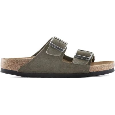 Claquettes cuir suédé Birkenstock Arizona Vert 36 Étroit - Publicité Claquettes cuir suédé Birkenstock Arizona Vert 36 Étroit - Publicité
