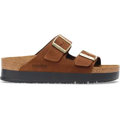 Sandales cuir Birkenstock Arizona PAP Flex Platform Nubuck Marron 36 Étroit - Publicité Sandales cuir Birkenstock Arizona PAP Flex Platform Nubuck Marron 36 Étroit - Publicité