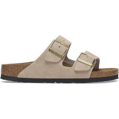 Claquettes cuir suédé Birkenstock Arizona Beige 43 Étroit - Publicité Claquettes cuir suédé Birkenstock Arizona Beige 43 Étroit - Publicité