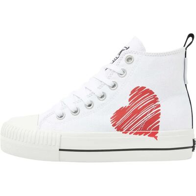 Baskets montantes en toile avec impression et broderie femme British Knights Kaya Mid Blanc 36 - Publicité Baskets montantes en toile avec impression et broderie femme British Knights Kaya Mid Blanc 36 - Publicité