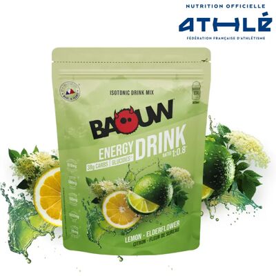Boisson isotonique citron - fleur de sureau Baouw Vert 585 g - Publicité Boisson isotonique citron - fleur de sureau Baouw Vert 585 g - Publicité