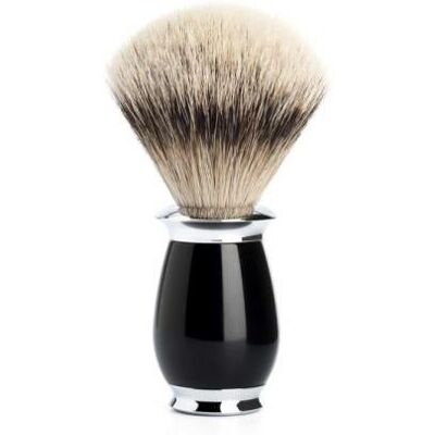 Brosse de rasage MUHLE PURIST, badger argenté, résine noire - Publicité Brosse de rasage MUHLE PURIST, badger argenté, résine noire - Publicité