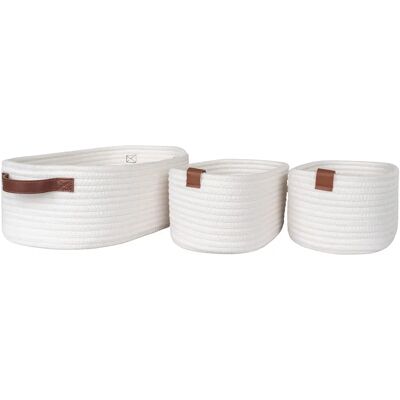 Panier de rangement en coton House Nordic Jarana (x3) Blanc 16x22x11 cm - Publicité Panier de rangement en coton House Nordic Jarana (x3) Blanc 16x22x11 cm - Publicité