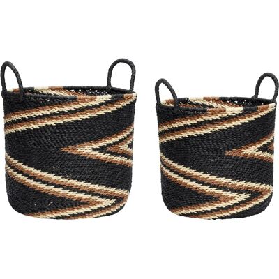 Paniers Hubsch Interior Zigzag (x2) Noir 30x28/33x31 cm - Publicité Paniers Hubsch Interior Zigzag (x2) Noir 30x28/33x31 cm - Publicité