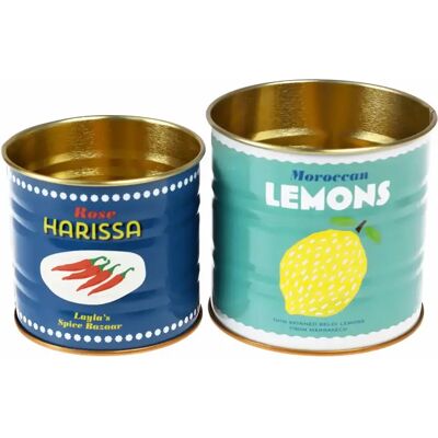 Boîte de rangement en métal Rex London Citron Et Harissa (x2) Vert 8x8x7,5 cm - Publicité Boîte de rangement en métal Rex London Citron Et Harissa (x2) Vert 8x8x7,5 cm - Publicité