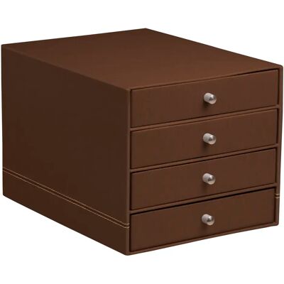 Boîte de rangement 4 tiroirs simili cuir italien Rhodia Rhodia Marron 24,8x32,7x22,8 cm - Publicité Boîte de rangement 4 tiroirs simili cuir italien Rhodia Rhodia Marron 24,8x32,7x22,8 cm - Publicité