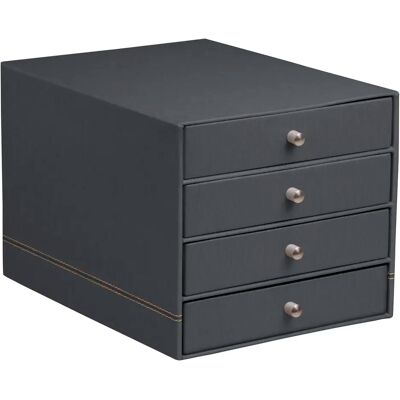 Boîte de rangement 4 tiroirs simili cuir italien Rhodia Rhodia Gris 24,8x32,7x22,8 cm - Publicité Boîte de rangement 4 tiroirs simili cuir italien Rhodia Rhodia Gris 24,8x32,7x22,8 cm - Publicité