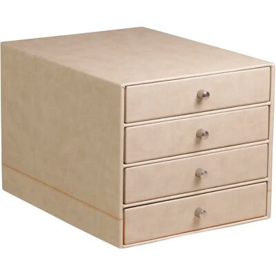 Boîte de rangement 4 tiroirs simili cuir italien Rhodia Rhodia Beige 24,8x32,7x22,8 cm - Publicité Boîte de rangement 4 tiroirs simili cuir italien Rhodia Rhodia Beige 24,8x32,7x22,8 cm - Publicité