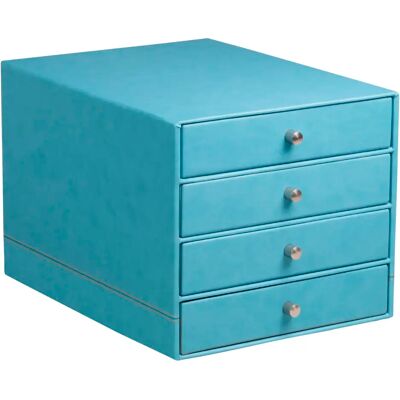 Boîte de rangement 4 tiroirs simili cuir italien Rhodia Rhodia Turquoise 24,8x32,7x22,8 cm - Publicité Boîte de rangement 4 tiroirs simili cuir italien Rhodia Rhodia Turquoise 24,8x32,7x22,8 cm - Publicité