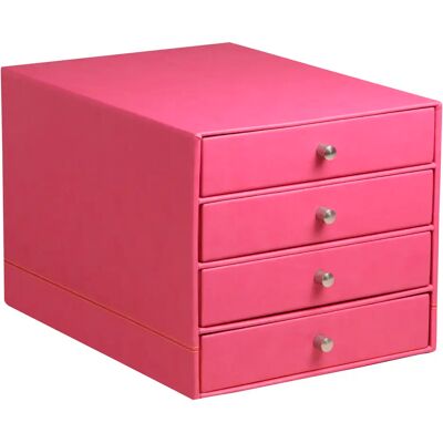 Boîte de rangement 4 tiroirs simili cuir italien Rhodia Rhodia Rose 24,8x32,7x22,8 cm - Publicité Boîte de rangement 4 tiroirs simili cuir italien Rhodia Rhodia Rose 24,8x32,7x22,8 cm - Publicité