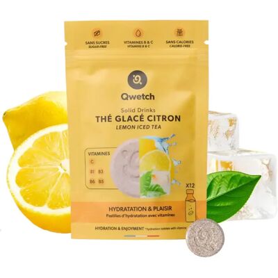 Pastille d'hydratation thé glacé citron Qwetch (x12) Jaune TU - Publicité Pastille d'hydratation thé glacé citron Qwetch (x12) Jaune TU - Publicité