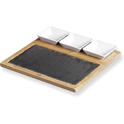 Plateau en ardoise table avec conteneurs Lacor Marron 28x28x3 cm - Publicité Plateau en ardoise table avec conteneurs Lacor Marron 28x28x3 cm - Publicité