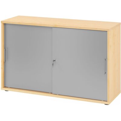 hjh OFFICE PRO BETA 1752S Armoire à portes coulissantes 2 HC - Érable/Argent Poignée en métal - Publicité hjh OFFICE PRO BETA 1752S Armoire à portes coulissantes 2 HC - Érable/Argent Poignée en métal - Publicité