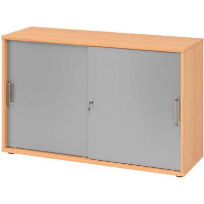 Armoire coulissante HAMMERBACHER - Argent et Hêtre, 120x40x75cm - Publicité Armoire coulissante HAMMERBACHER - Argent et Hêtre, 120x40x75cm - Publicité