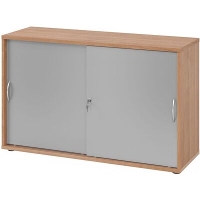 Armoire coulissante HAMMERBACHER - 1752S, Noyer/Argent, 120x40x75cm - Publicité Armoire coulissante HAMMERBACHER - 1752S, Noyer/Argent, 120x40x75cm - Publicité