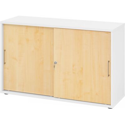 hjh OFFICE PRO BETA 1752S - Armoire coulissante Blanc/Érable - Publicité hjh OFFICE PRO BETA 1752S - Armoire coulissante Blanc/Érable - Publicité