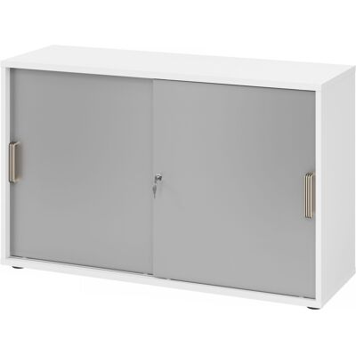 hjh OFFICE PRO BETA 1752S Armoire à portes coulissantes 2 HC - poignée striée en plastique Blanc/Argent - Publicité hjh OFFICE PRO BETA 1752S Armoire à portes coulissantes 2 HC - poignée striée en plastique Blanc/Argent - Publicité