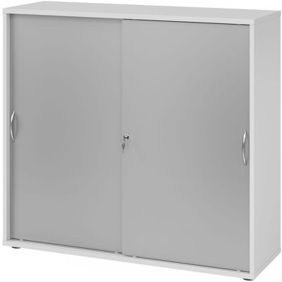 hjh OFFICE PRO BETA 1753S Armoire à portes coulissantes 3 HC - Gris/Argent poignée arche métal - Publicité hjh OFFICE PRO BETA 1753S Armoire à portes coulissantes 3 HC - Gris/Argent poignée arche métal - Publicité