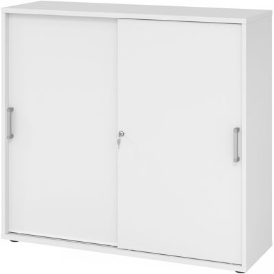 hjh OFFICE PRO BETA 1753S - Armoire à portes coulissantes blanches 3 étagères - Publicité hjh OFFICE PRO BETA 1753S - Armoire à portes coulissantes blanches 3 étagères - Publicité