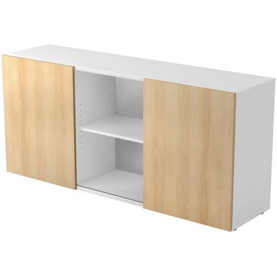 Buffet HAMMERBACHER Blanc / Chêne 160x42x74.8cm - Publicité Buffet HAMMERBACHER Blanc / Chêne 160x42x74.8cm - Publicité