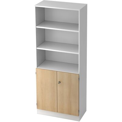 Armoire de rangement HAMMERBACHER Blanc/Eiche - 80x42x200cm - Publicité Armoire de rangement HAMMERBACHER Blanc/Eiche - 80x42x200cm - Publicité