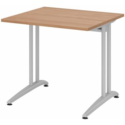 Bureau Hammerbacher Noyer Pied en C - 80x80cm - Publicité Bureau Hammerbacher Noyer Pied en C - 80x80cm - Publicité