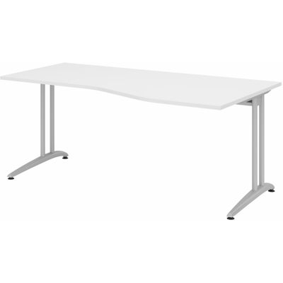 Bureau Trapézoïdal Blanc Hammerbacher Altus avec Pied en C en Acier - Publicité Bureau Trapézoïdal Blanc Hammerbacher Altus avec Pied en C en Acier - Publicité