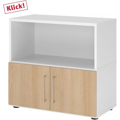 Armoire de rangement Hammerbacher Blanc / Chêne - 80x40x75cm - Publicité Armoire de rangement Hammerbacher Blanc / Chêne - 80x40x75cm - Publicité