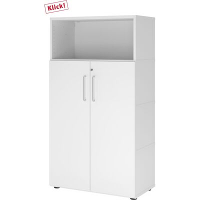 Armoire de rangement blanche Hammerbacher avec pieds réglables - Publicité Armoire de rangement blanche Hammerbacher avec pieds réglables - Publicité
