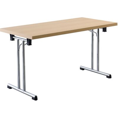 Table polyvalente hêtre chromé 138x69cm - Publicité Table polyvalente hêtre chromé 138x69cm - Publicité