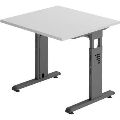 Bureau Réglable en Hauteur Gris Clair HAMMERBACHER - 80x80cm - Publicité Bureau Réglable en Hauteur Gris Clair HAMMERBACHER - 80x80cm - Publicité