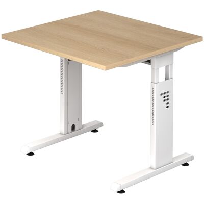 HAMMERBACHER Marque Gradeo Bureau réglable en hauteur - 80x80cm, Blanc, Chêne - Publicité HAMMERBACHER Marque Gradeo Bureau réglable en hauteur - 80x80cm, Blanc, Chêne - Publicité