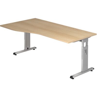 HAMMERBACHER Marque Modèle - Bureau réglable en hauteur - Chêne/Argent - 180x100 cm - Publicité HAMMERBACHER Marque Modèle - Bureau réglable en hauteur - Chêne/Argent - 180x100 cm - Publicité