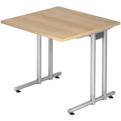 Bureau Chêne FSC HAMMERBACHER - 80x80cm, Structure en acier - Publicité Bureau Chêne FSC HAMMERBACHER - 80x80cm, Structure en acier - Publicité
