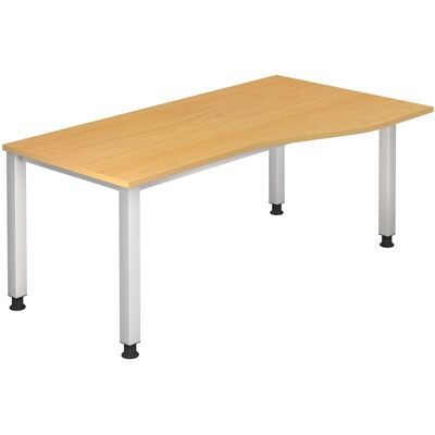 Bureau ajustable QS18 - Forme trapèze en bois clair - Publicité Bureau ajustable QS18 - Forme trapèze en bois clair - Publicité