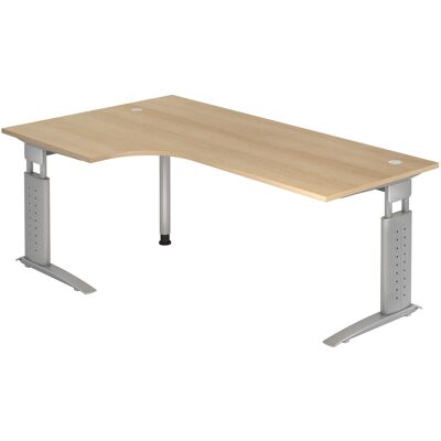 HAMMERBACHER US82 Bureau d'angle réglable en hauteur - Chêne & Argent - Publicité HAMMERBACHER US82 Bureau d'angle réglable en hauteur - Chêne & Argent - Publicité
