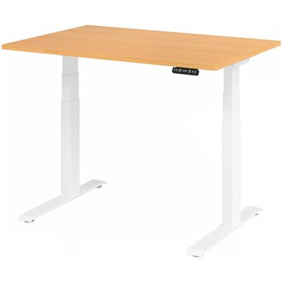 Bureau électrique ajustable HAMMERBACHER - Cadre en acier blanc - Publicité Bureau électrique ajustable HAMMERBACHER - Cadre en acier blanc - Publicité