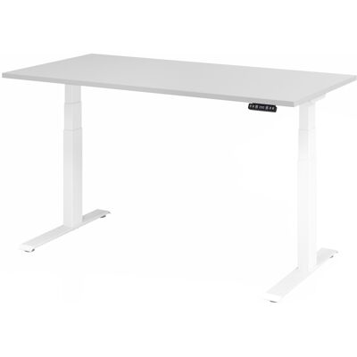 HAMMERBACHER Bureau réglable en hauteur - Gris clair, 160x80 cm, Pied en C blanc - Publicité HAMMERBACHER Bureau réglable en hauteur - Gris clair, 160x80 cm, Pied en C blanc - Publicité