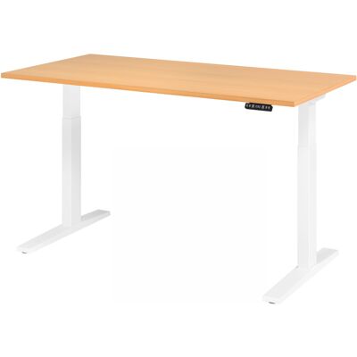 Bureau électrique réglable en hauteur HAMMERBACHER XMKA16 - Hêtre rectangulaire - Pied en C blanc - Publicité Bureau électrique réglable en hauteur HAMMERBACHER XMKA16 - Hêtre rectangulaire - Pied en C blanc - Publicité
