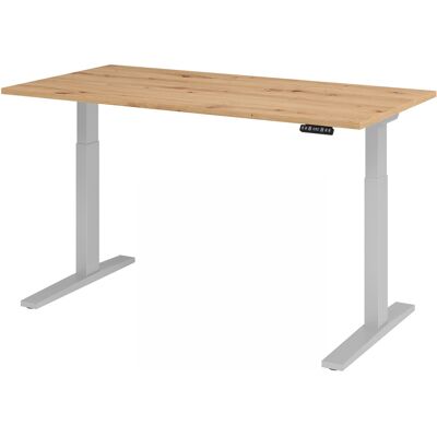 Bureau électrique réglable Hammerbacher XMKA16 - Chêne clair - Pied C en argent - Publicité Bureau électrique réglable Hammerbacher XMKA16 - Chêne clair - Pied C en argent - Publicité