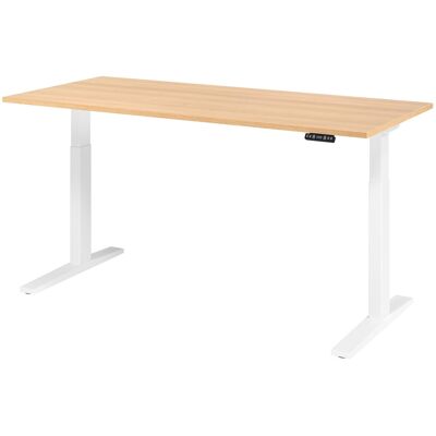 Bureau électrique réglable en hauteur HAMMERBACHER - Blanc & Chêne - Publicité Bureau électrique réglable en hauteur HAMMERBACHER - Blanc & Chêne - Publicité