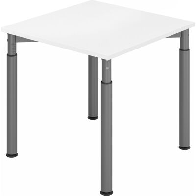 Bureau réglable HAMMERBACHER YS08 - 80x80cm, Blanc/Gris - Publicité Bureau réglable HAMMERBACHER YS08 - 80x80cm, Blanc/Gris - Publicité