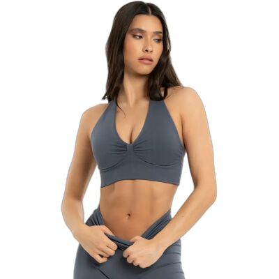Brassière dos nu femme Gym Glamour Seamless open back Gris XS Female - Publicité Brassière dos nu femme Gym Glamour Seamless open back Gris XS Female - Publicité