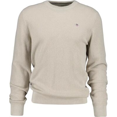 Pull en maille gaufrée Gant Marron L Male - Publicité Pull en maille gaufrée Gant Marron L Male - Publicité