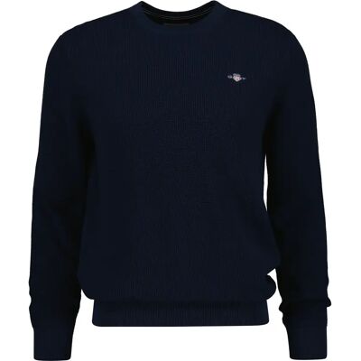 Pull en maille gaufrée Gant Bleu L Male - Publicité Pull en maille gaufrée Gant Bleu L Male - Publicité