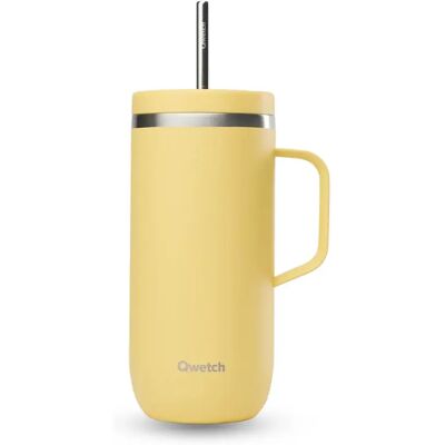 Gobelet isotherme inox avec anse Qwetch Jaune 600 ml Unisex - Publicité Gobelet isotherme inox avec anse Qwetch Jaune 600 ml Unisex - Publicité