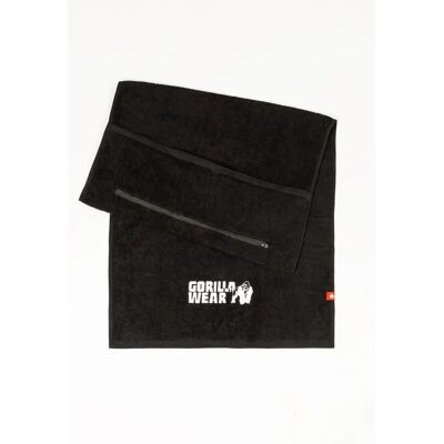 Serviette à poche zippée Gorilla Wear Noir TU Unisex - Publicité Serviette à poche zippée Gorilla Wear Noir TU Unisex - Publicité