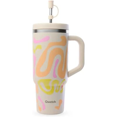 Gobelet isotherme Qwetch Beige 900 ml Unisex - Publicité Gobelet isotherme Qwetch Beige 900 ml Unisex - Publicité