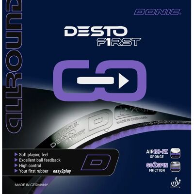 Revêtement raquette tennis de table Donic Desto First Noir 1,8 mm Unisex - Publicité Revêtement raquette tennis de table Donic Desto First Noir 1,8 mm Unisex - Publicité